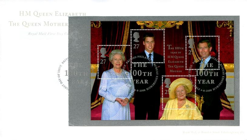 2000 GB - QM 100th Birth Anniv Pane (RM)